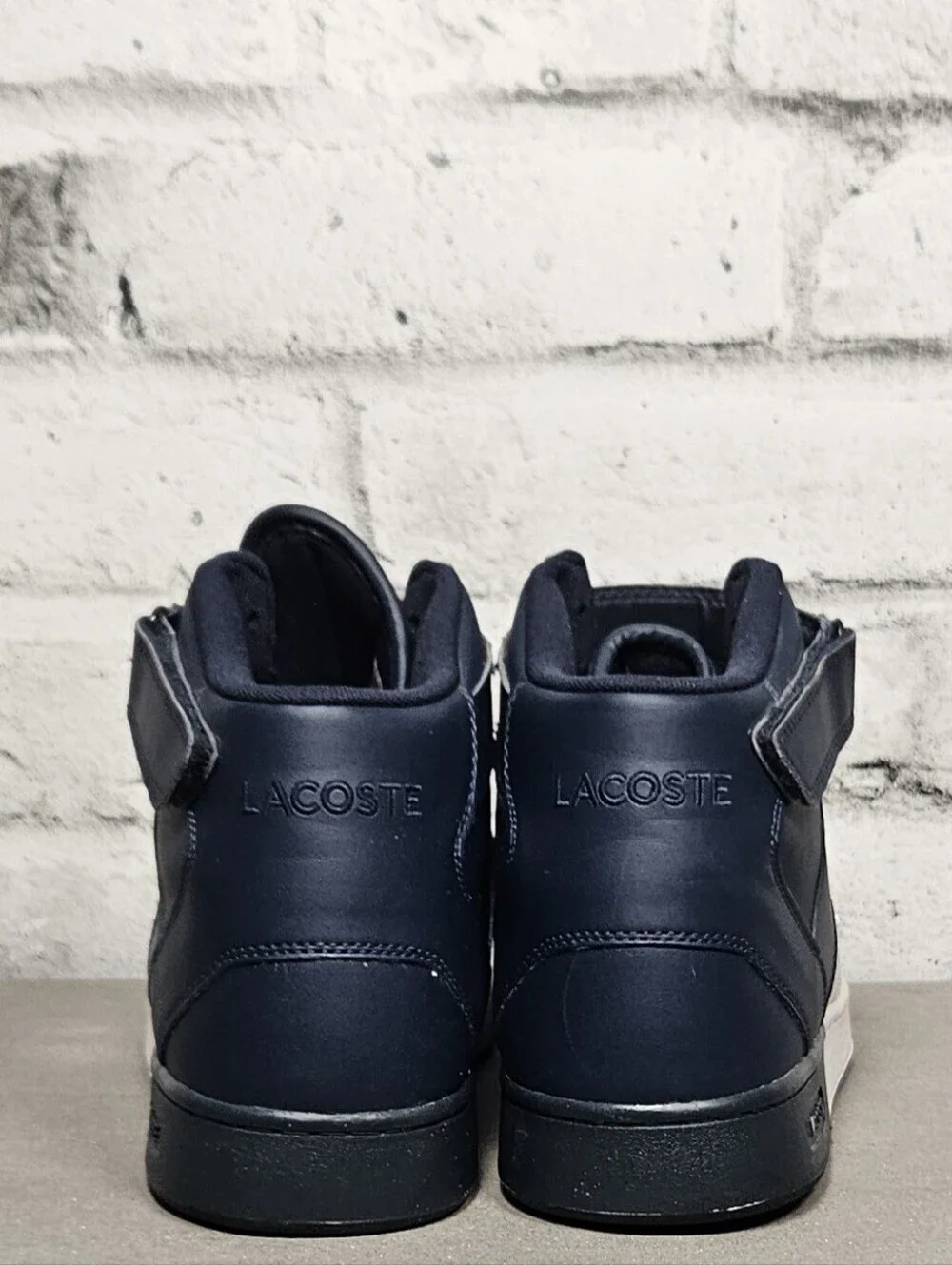 Lacoste Tramline Mid High Top Sneakers White Navy Mens 10.5